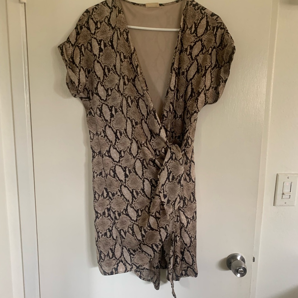 Snake Print Wrap Dress